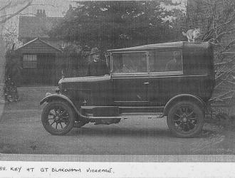 Rev. Key, his car and cat, Kindly supplied by Mr & Mrs R Hood