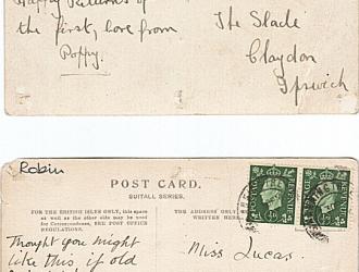 Great Blakenham Mill postcards reverse, Kindly supplied by Mr & Mrs R Hood