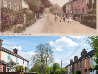 Chapel Road (now lane) circa 1910 Then and Now