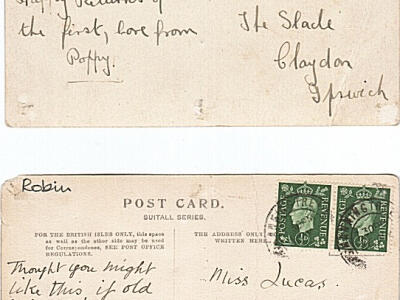 GB mill postcards x 2 reverse